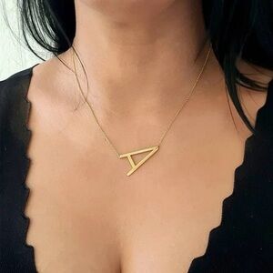 18k Gold Plated Initial Letter “A” Pendant Necklace